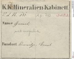 Etiketten zu Granat (NHMW-MIN-Ap743)
